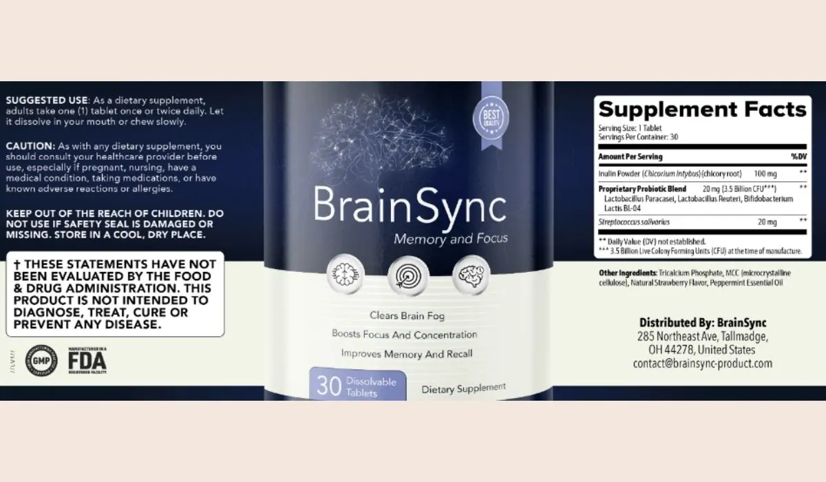 BrainSync Supplement Facts
